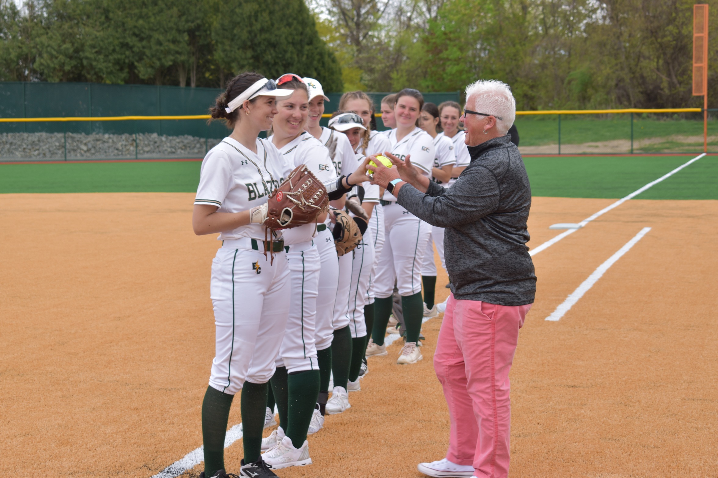 Cheryl R. Condon Throws out the First Pitch on Newly Renovated Field