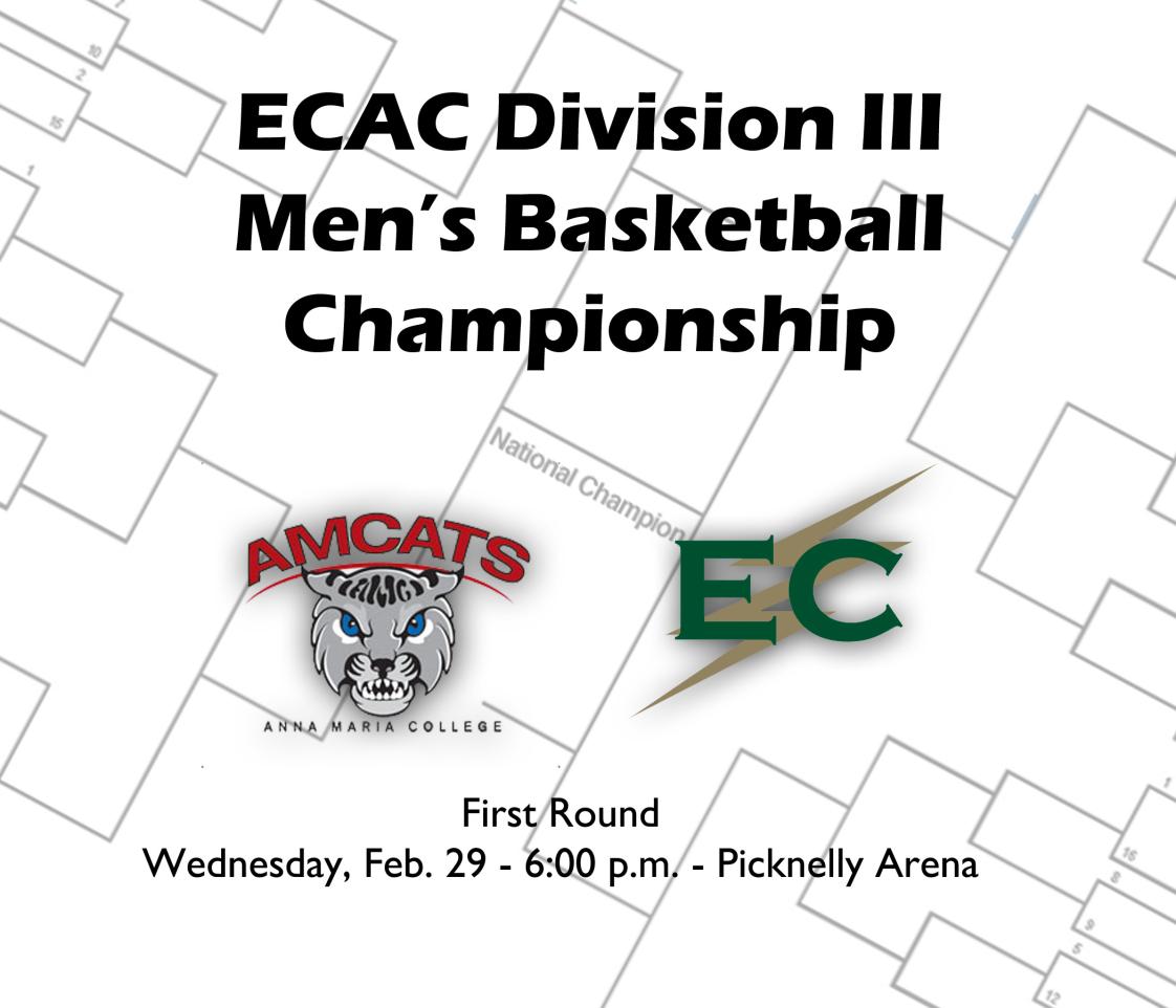 Men's Basketball Earns Third Seed in ECAC Championship Tournament, Hosts Anna Maria College in First Round